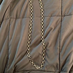 Long silver rings necklace